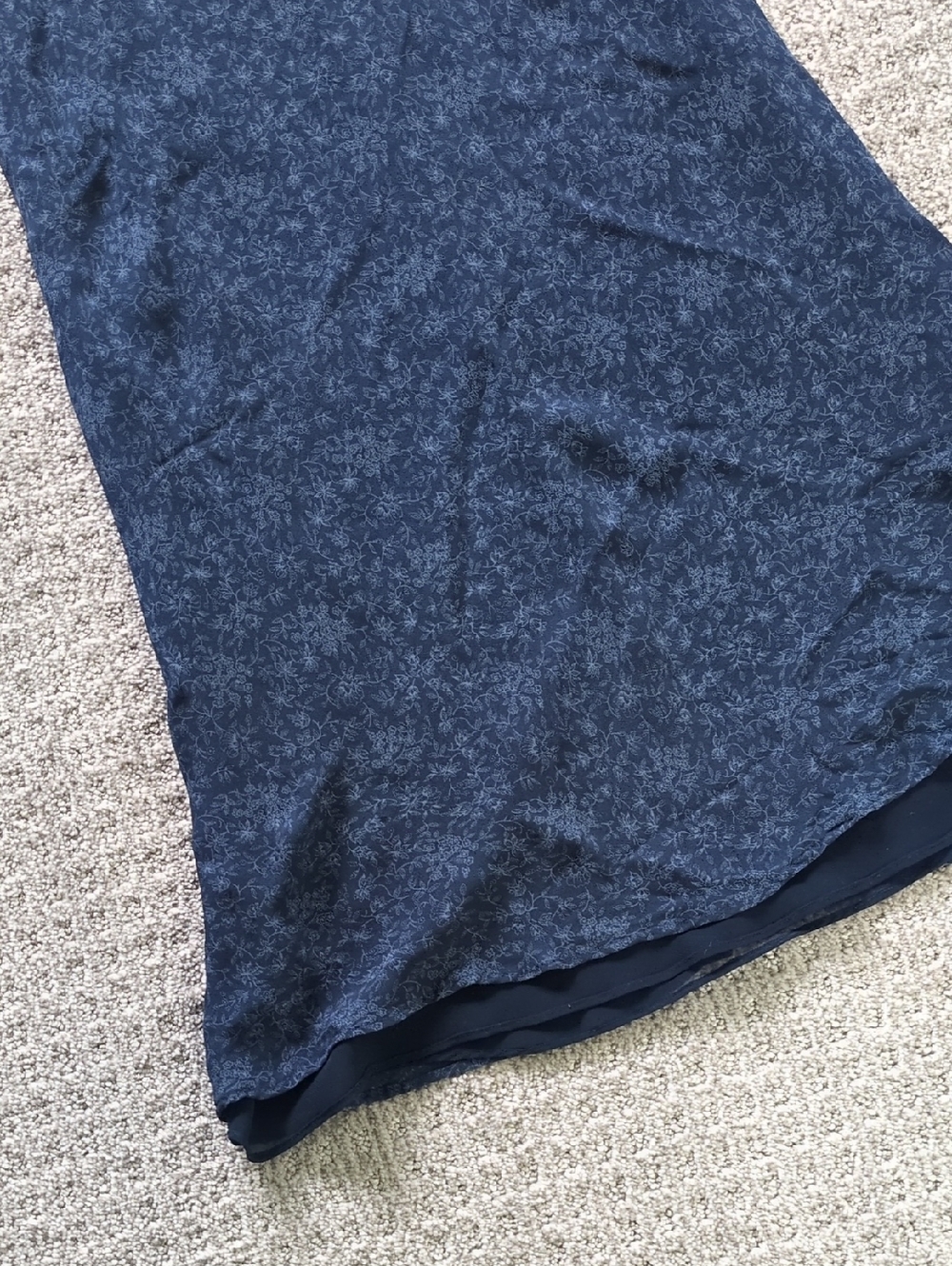 STUNNING Ralph Lauren Navy Blue Silk Floral Boatneck Midi Dress, Size 12 - Picture 3 of 9